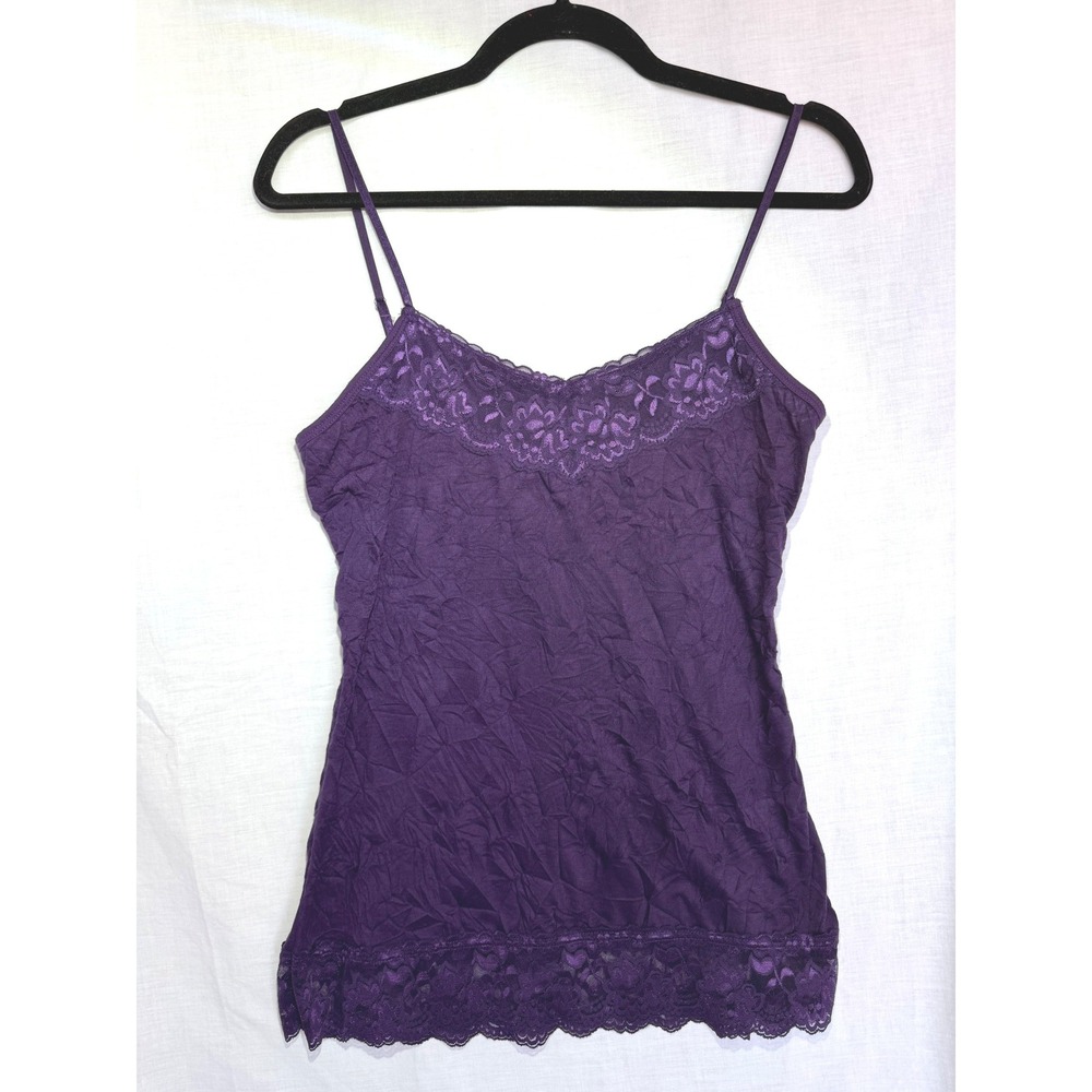Maurices Y2K Style Camisole Purple Lace Layering Whimsigoth Fairy Crinkle Medium